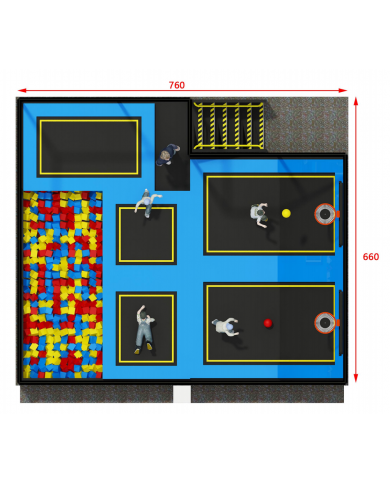 Tramp-04 / Trampoline Park mt. 760x660x350h